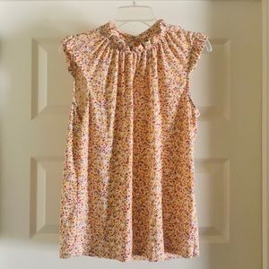 Ruffled Floral Sleeveless Top